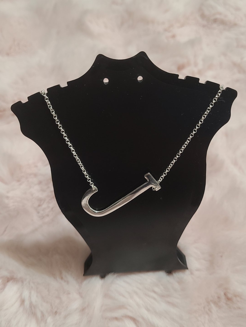 Silver Letter J Pendant Necklace 18 INCH REAL ITALY 925 SILVER- Women's Jewelry